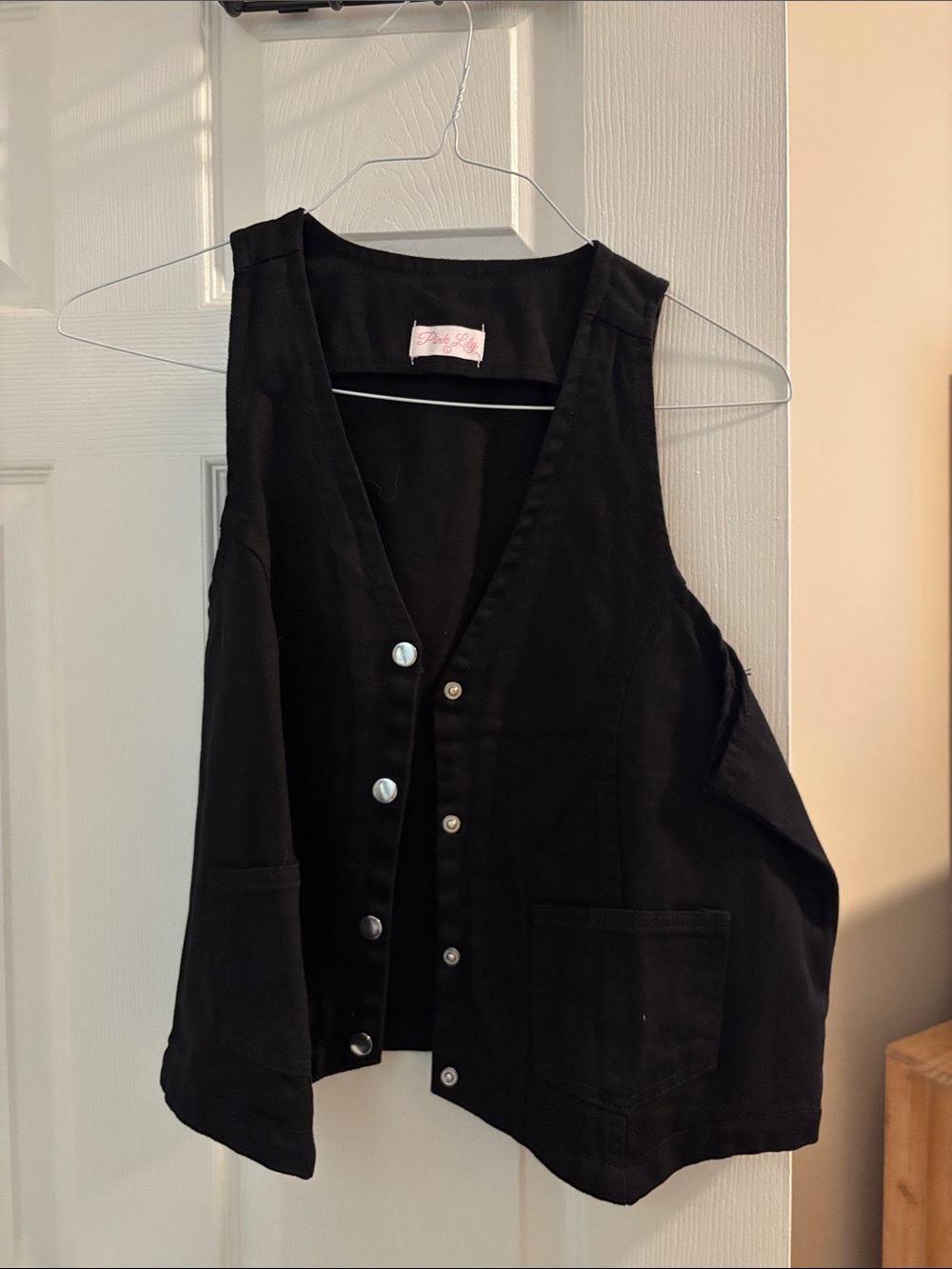 Black Button Front Vest